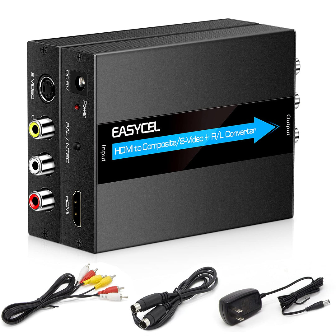 EASYCEL HDMI auf S-Video RCA Konverter mit S-Video und RCA Kabel, HDMI zu Svideo RCA Adapter, HDMI z