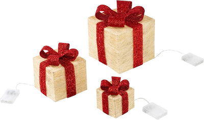 Bambelaa! 3er Led Deko Geschenke Leucht Boxen Timer Weihnachts Dekoration Weihnachtsdeko Beleuchtet