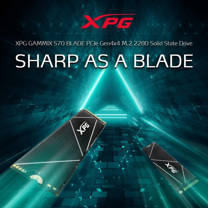 XPG ADATA GAMMIX S70 Blade 1TB PCIe Gen4x4 M.2 2280 SSD Schwarz- Heat Spreader- 3D-Grafikbearbeitung