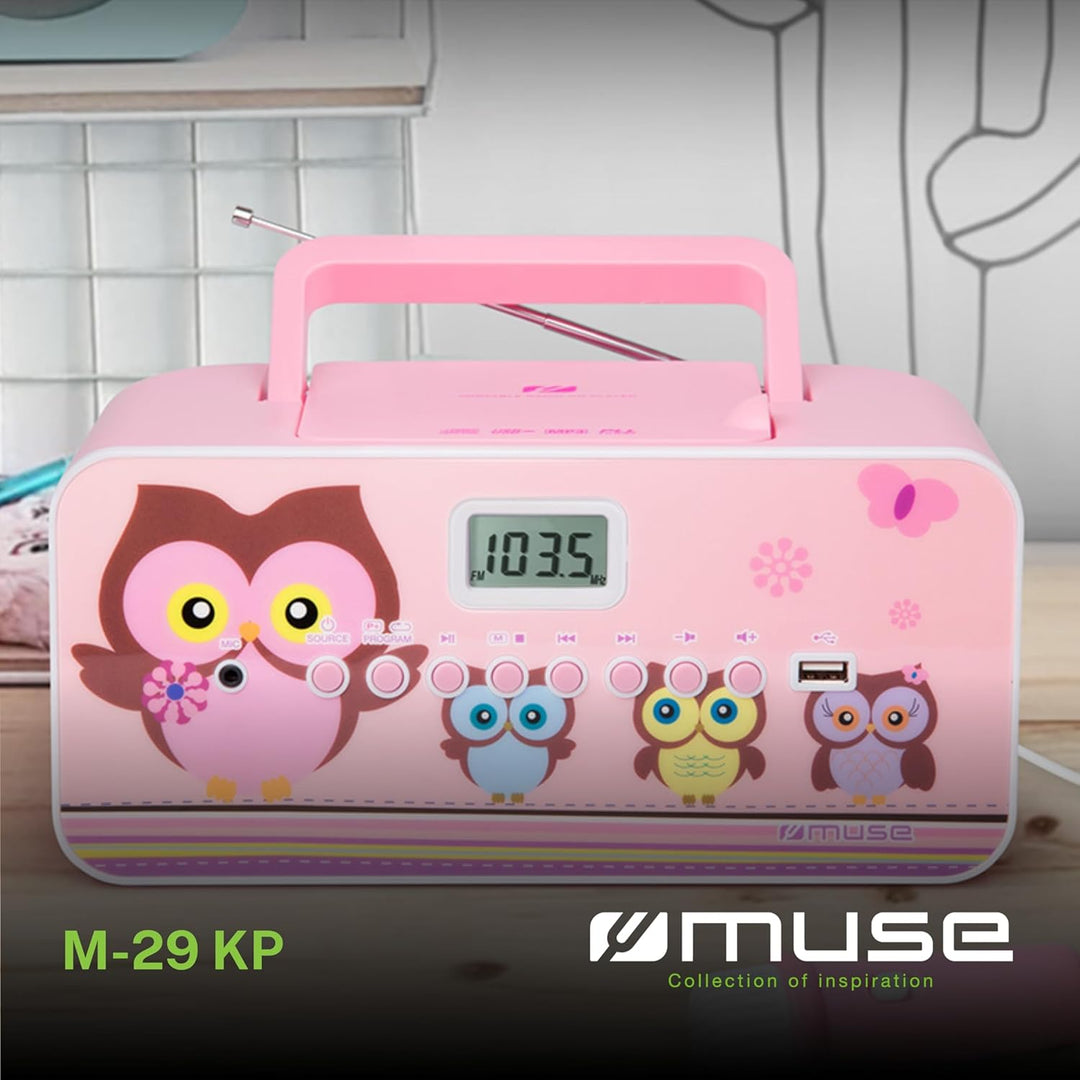 CD-Radio für Kinder mit Mikrofon und Sing-A-Long Karaoke Funktion (CD / MP3, USB, AUX-In, LCD-Displa