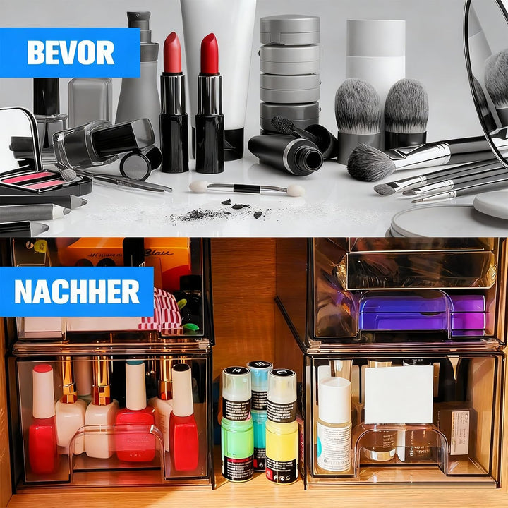 Organizer mit Schubladen, 2-Schubladen 2er Stück Schubladenbox, Durchsichtige Acryl Büro Organizer,
