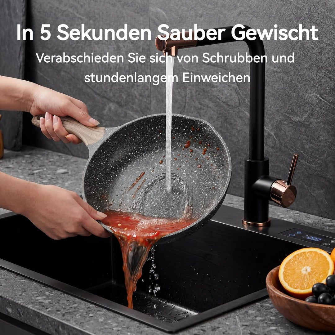 JEETEE Bratpfanne 24 cm Antihaft Induktion, Aluminium-Pfanne mit Antihaftbeschichtung für alle Herda