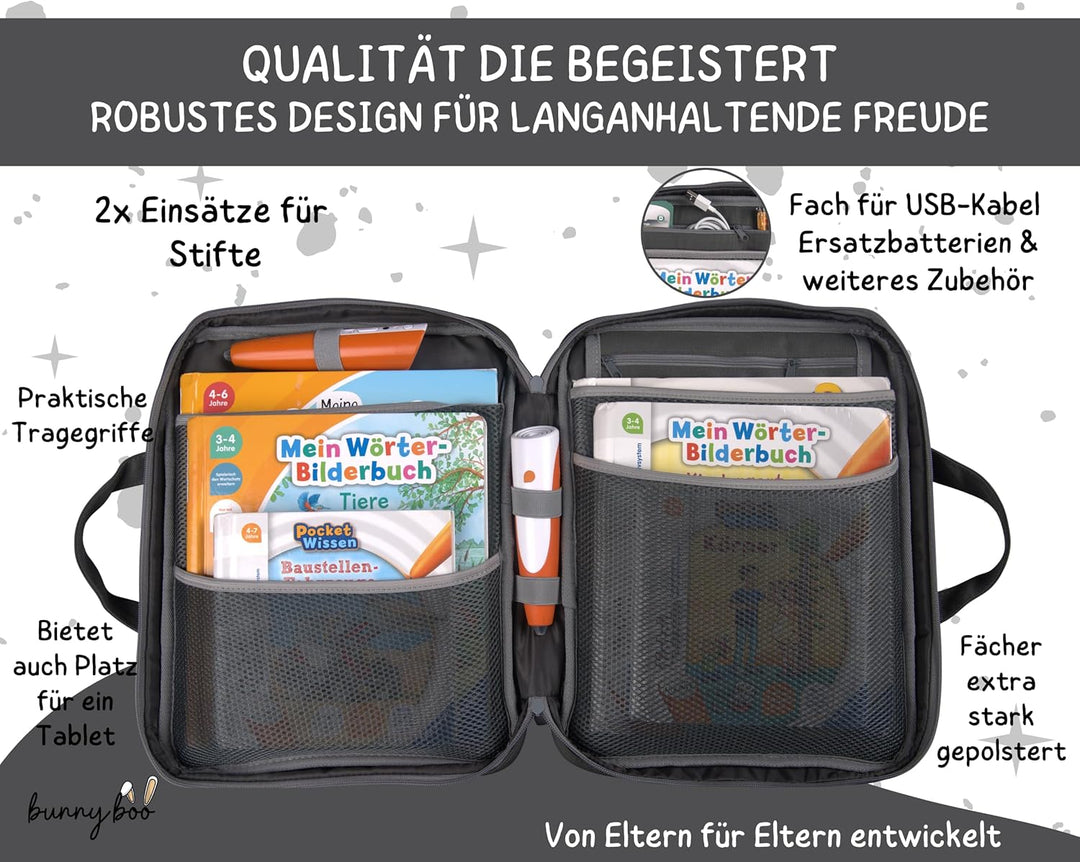 bunnyboo Tasche für TipToi - Platz für bis zu 8 Bücher - TipToi Starterset mit Einsatz für Tiptoi St