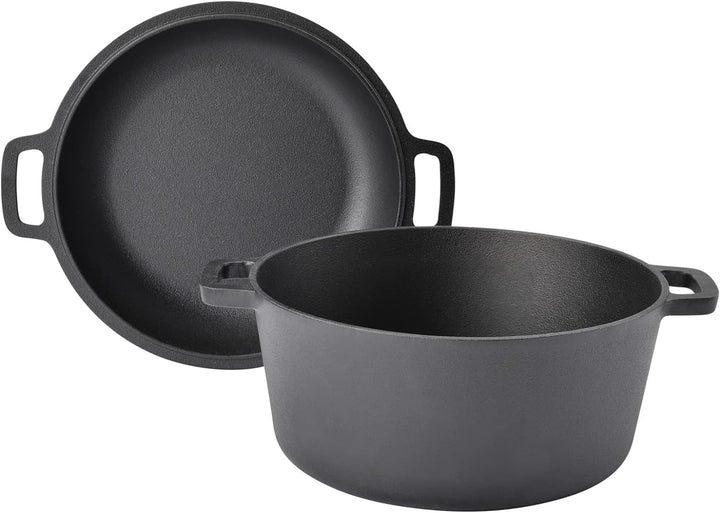 TAINO Gusseisen-Topf mit Pfannen-Deckel 6l Dutch-Oven Allzweck-Kochtopf aus Gusseisen Herd Ofen Lage