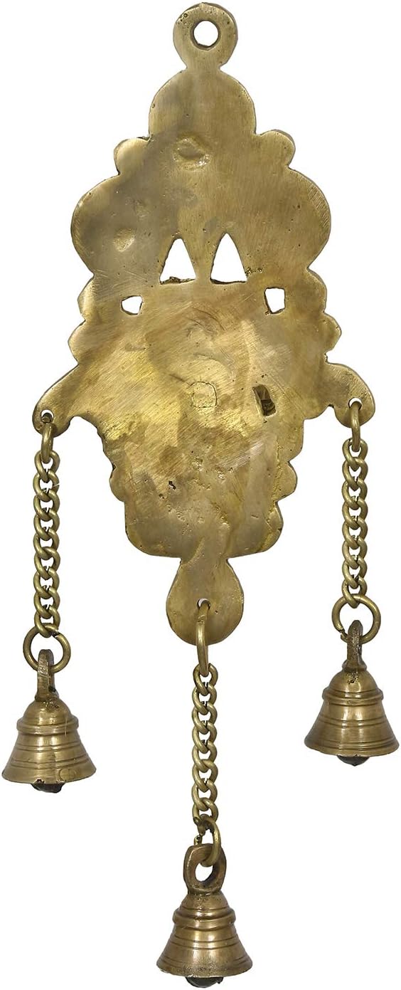 eCraftIndia Dekorative Wanddekoration aus Messing, Antik-Finish, handgefertigt, mit Glöckchen