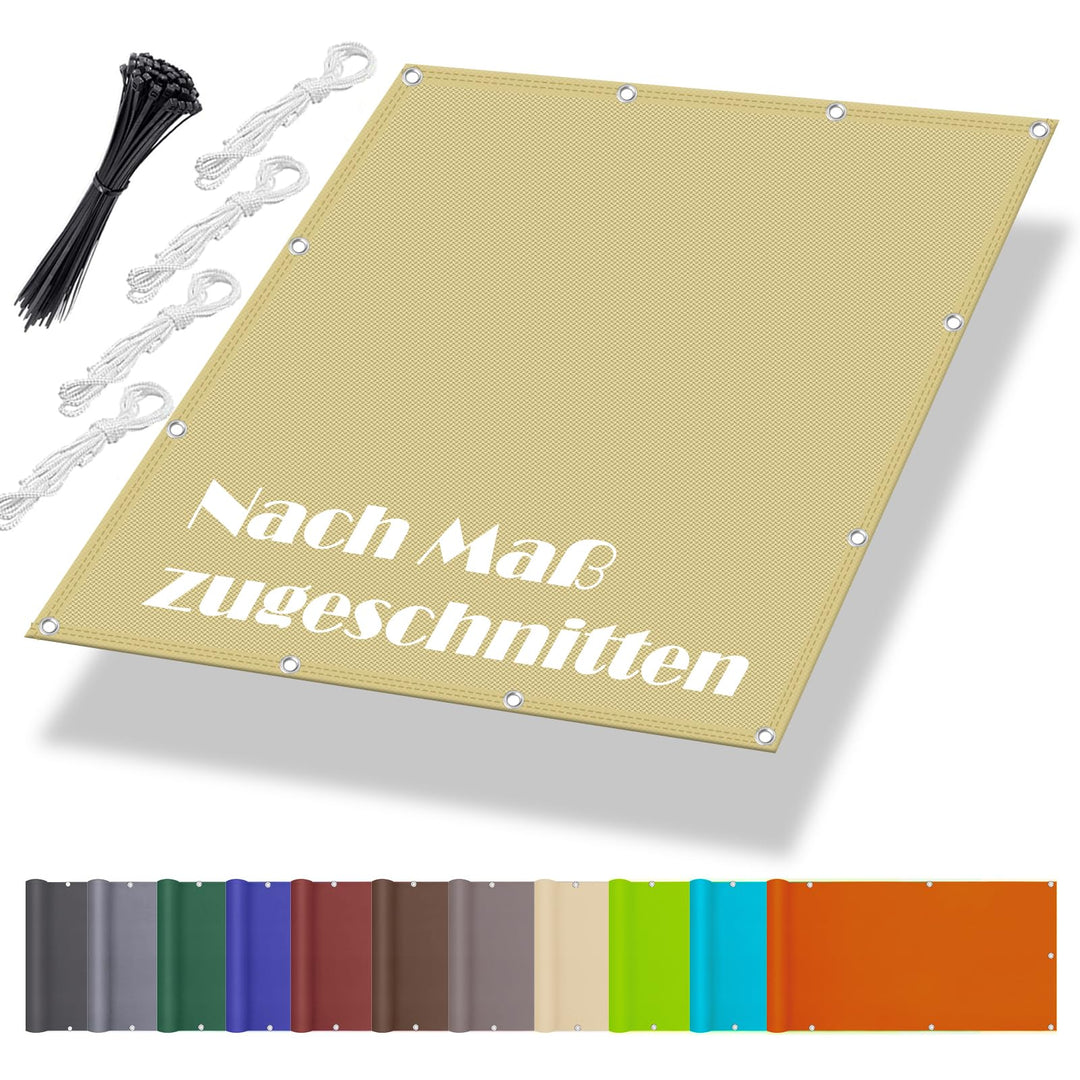 Sonnenplane 2x4M, Segeltuch Meterware im Viele Grösse und Farben, Windschutznetz inkl Befestigungsse