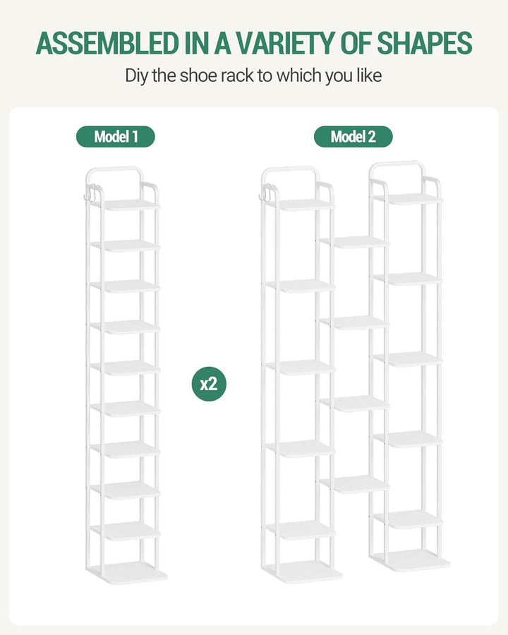 Hzuaneri Vertikales Schuhregal, 10-Stöckige Schuhregale, Schuhturm Für Kleine Räume, Freistehend, Ve