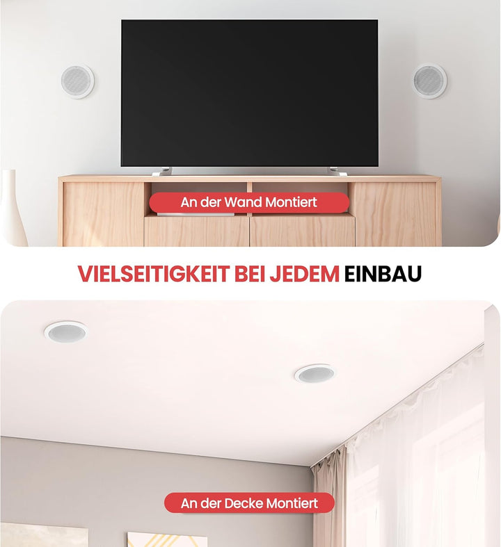 pyle pdic61rd 6,5 2-Wege-Decken-Unterputzkabel Full Range Paar Lautsprecher System weiss 17 cm, weis