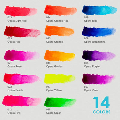 Paul Rubens Aquarellfarben set - 14 Neonfarben x 5 ml Tuben Wasserfarben Opera, hochpigmentierte und