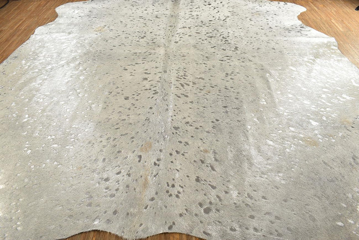 Generisch Kuhfell Stierfell Kalbfell Teppich Silber Devore grau ca. 220 x 200 cm Metallic Effekt von