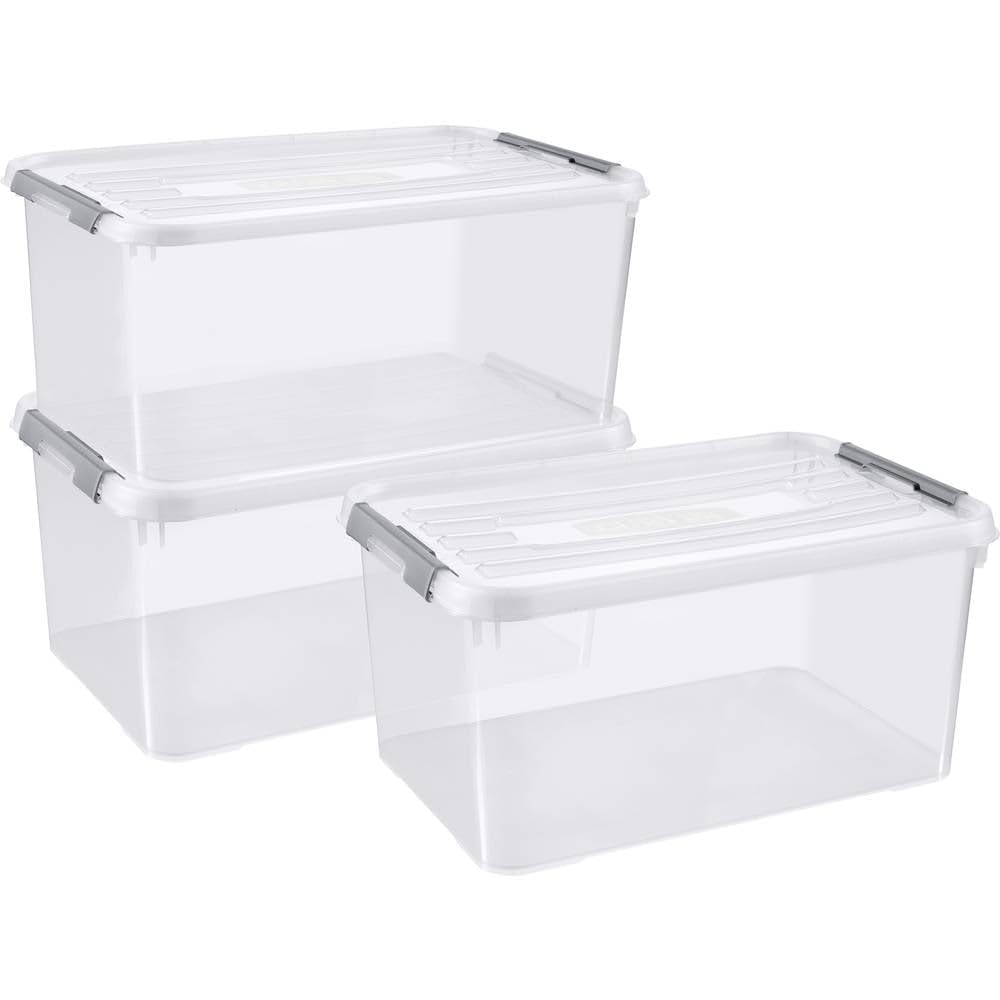 Curver Handy + Aufbewahrungsboxen-Set, Kunststoff, transparent, 3x50L, 3