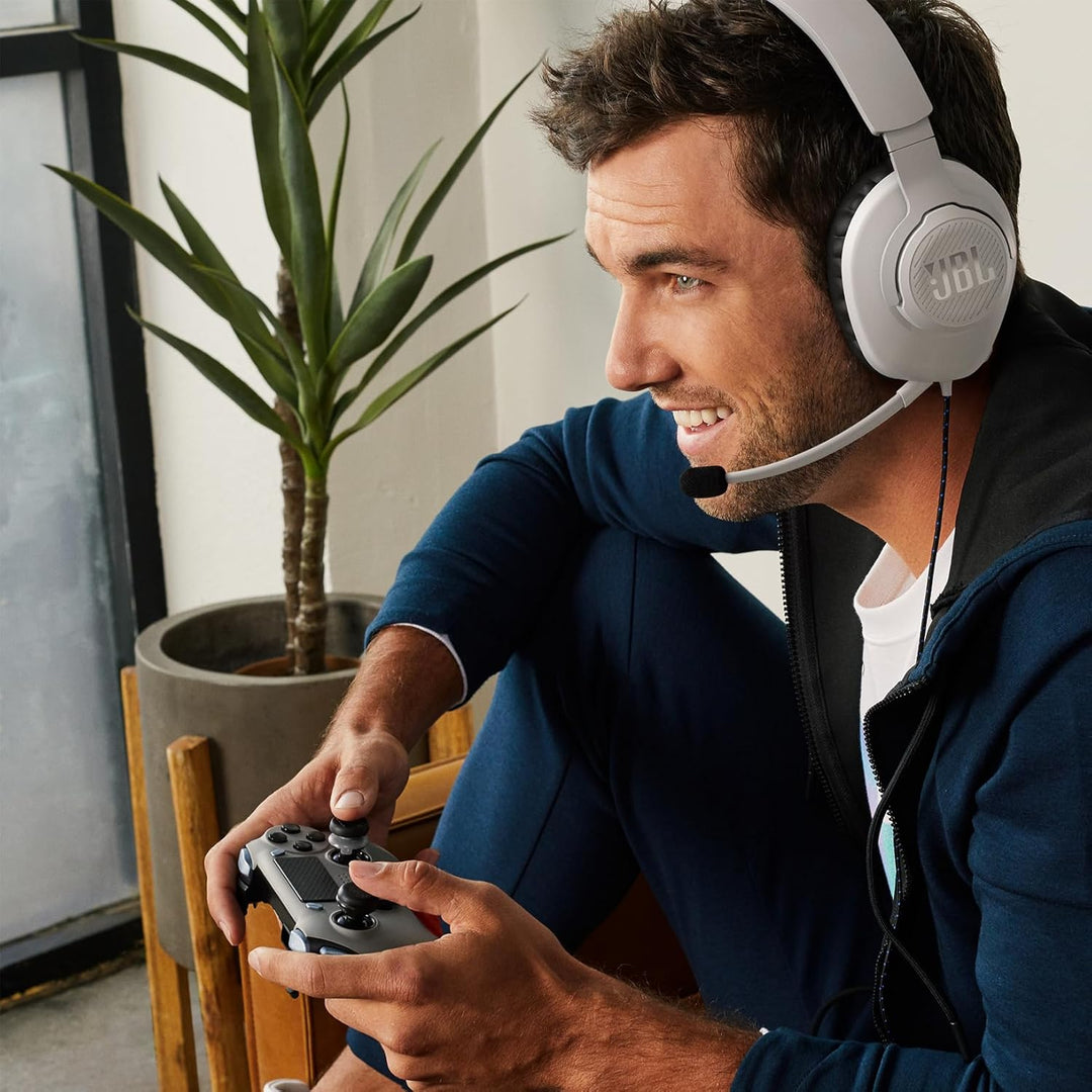 JBL Quantum 100P Over-Ear-Gaming-Headset – Wired 3,5 mm Klinke – Mit abnehmbarem Boom-Mikrofon – Kom