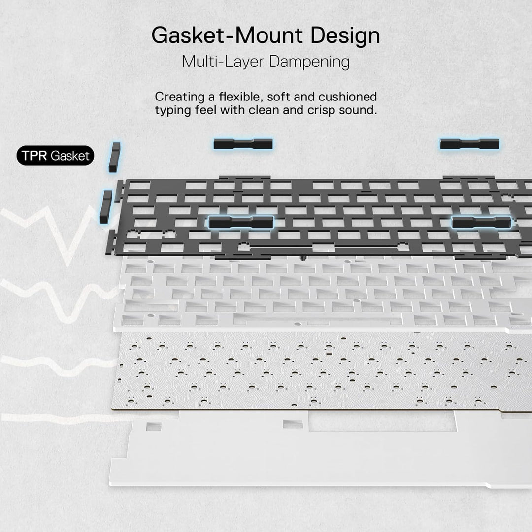 Redragon K649 PRO Gaming-Tastatur mit Dichtung, 3 Modi, 82 Tasten, volltransparente Hot-Swap-Mechani