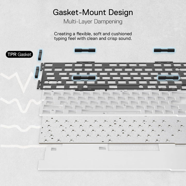 Redragon K649 PRO Gaming-Tastatur mit Dichtung, 3 Modi, 82 Tasten, volltransparente Hot-Swap-Mechani