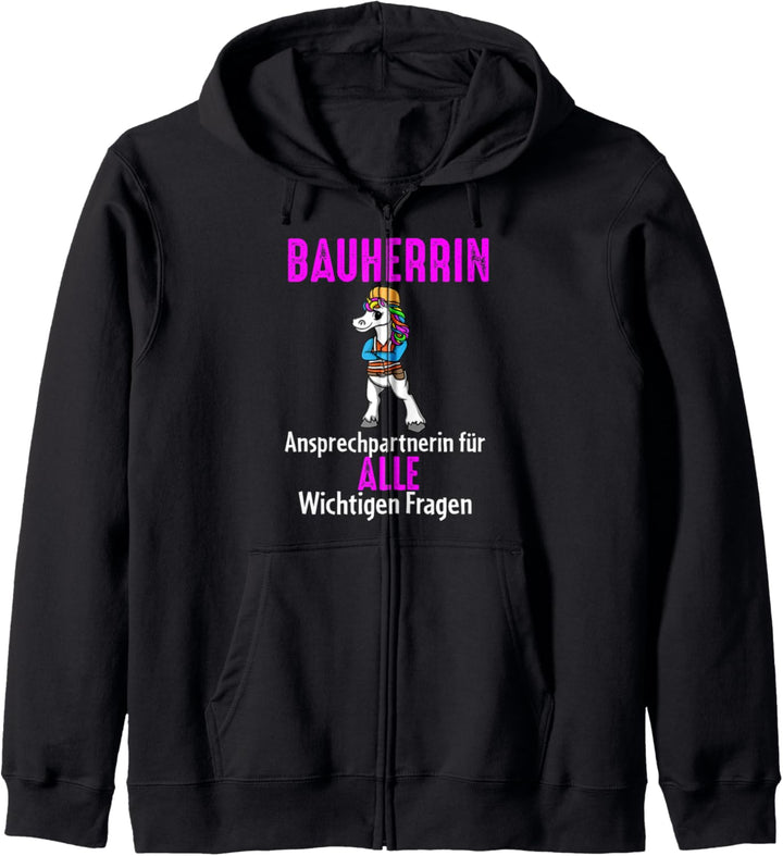 Einhorn Bauherrin Neubau Hausbau Baustelle Lustiges Kapuzenjacke