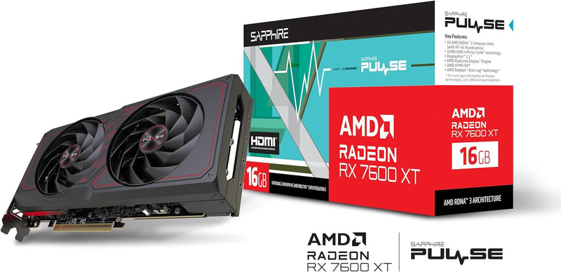 Sapphire Pulse AMD Radeon™ RX 7600 XT Gaming OC 16GB GDDR6 Dual HDMI/Dual DP