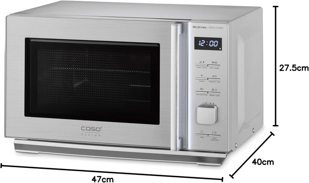 CASO MG 20 Cube Ceramic-Mikrowelle+Grill mit Keramikboden,kein Drehteller notwendig, Grillen auf 2 E