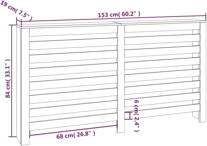 Heizkörperverkleidung 153x19x84 cm mit Horizontalen Latten Heizkörper Abdeckung Modernes Design Heiz