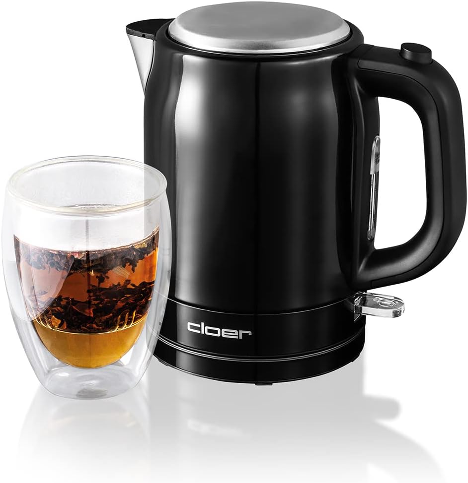 Cloer 4510 Wasserkocher Edelstahl, 2200 W, Wasserstandsanzeige, Trockengeh-und Überhitzungsschutz, 1