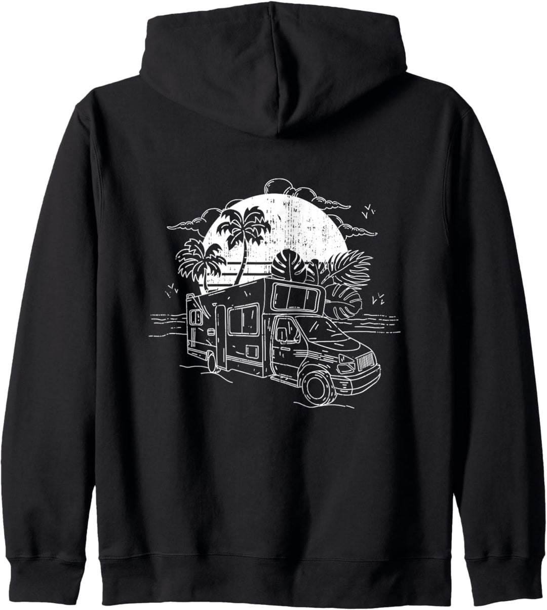 Wohnmobil Camping Sonnenuntergang Kapuzenjacke