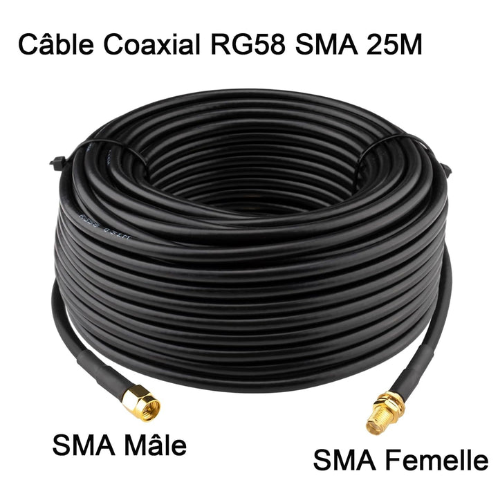 Boobrie SMA-Kabel, männlich, weiblich, 25 m, RG58, 50 Ohm, Koaxial, Verlängerung, Antenne, für Route
