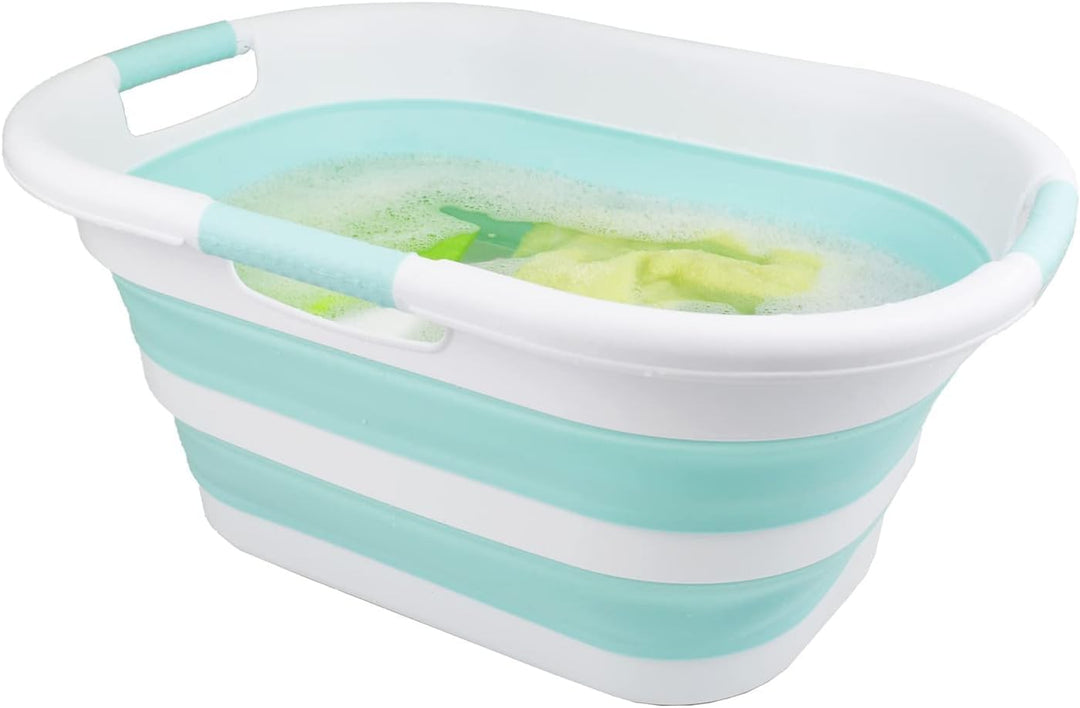 SAMMART faltbarer Wäschekorb aus Kunststoff, 40 l, zusammenklappbarer Pop-Up-Aufbewahrungsbehälter/O