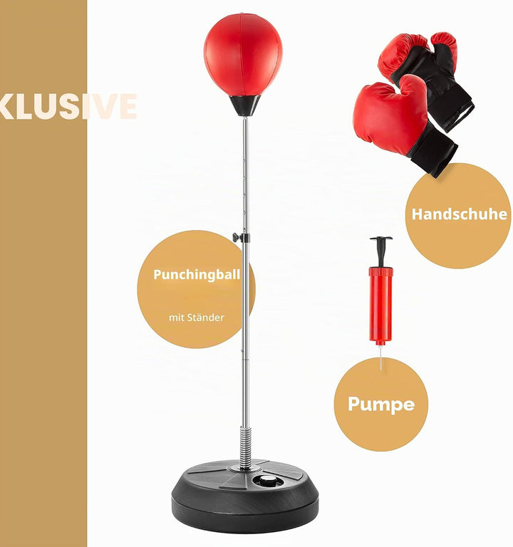 Punching Bag with Stand, Boxing Bag for Teens & Adults - Height Adjustable - Speed Bag for Training,