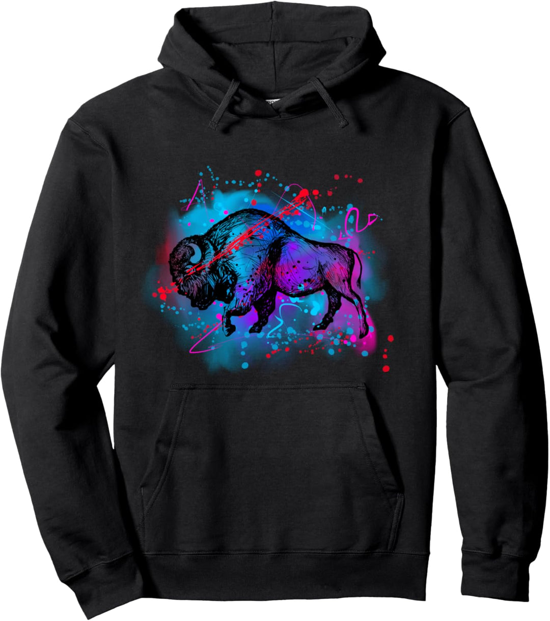 Wandern Nationalpark Buffalo Geschenk Outdoor Bison Pullover Hoodie