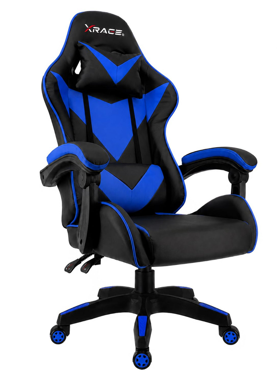 xRace Gaming Stuhl, ergonomischer Bürostuhl, PU-Leder, Lendenstütze Blau | Ergonomischer PC Stuhl mi