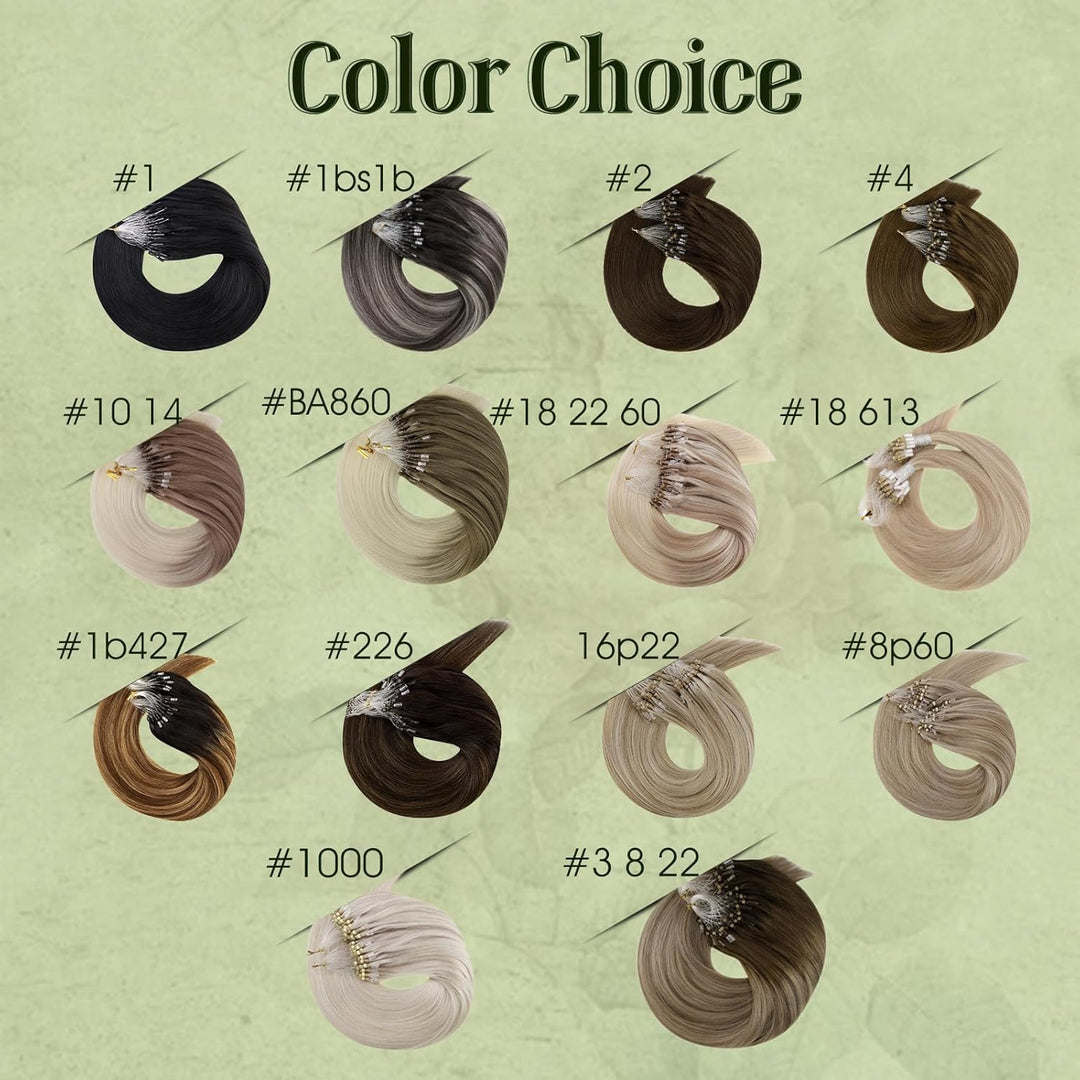 RUNATURE Micro Loop Echthaar Extensions 45cm Balayage Braun Blond Ombre Unsichtbar Micro Extensions