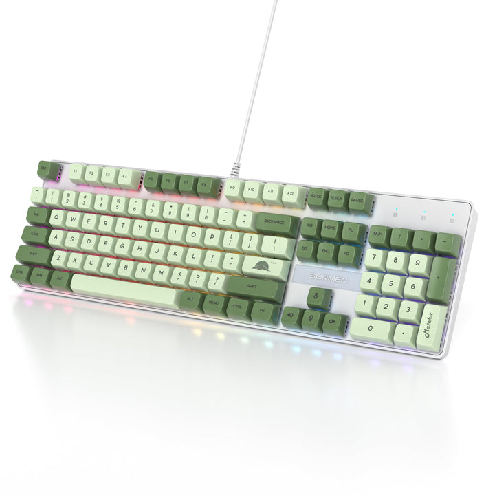 SOLIDEE mechanische Gaming-Tastatur in voller Grösse,grüne Matcha-Tastatur,QWERTY 104 Tasten kabelge