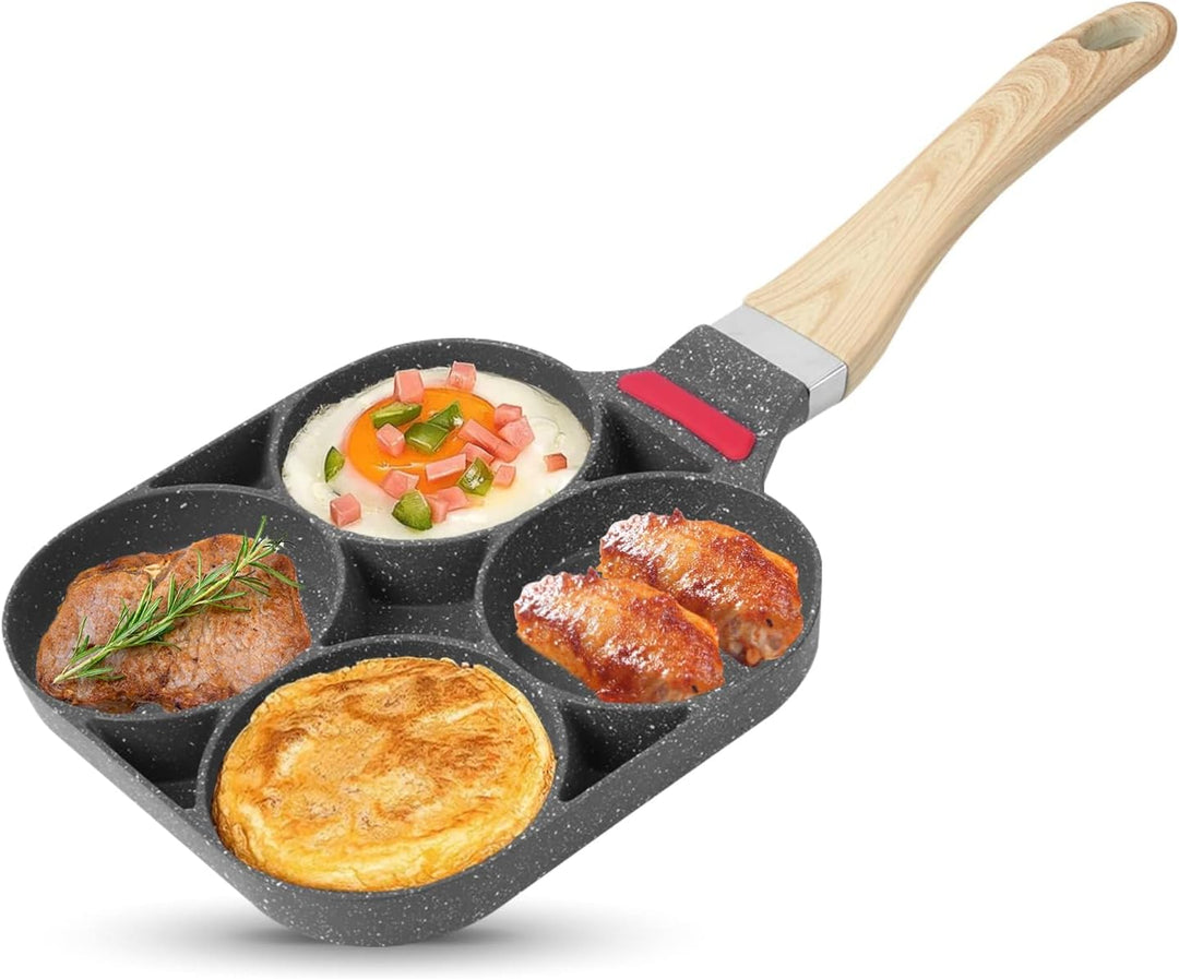 HERCHR 4 Eier Pancake Bratpfanne, Pfannkuchenpfanne Für Gasherd Und Induktionsherd, Spiegelei Burger
