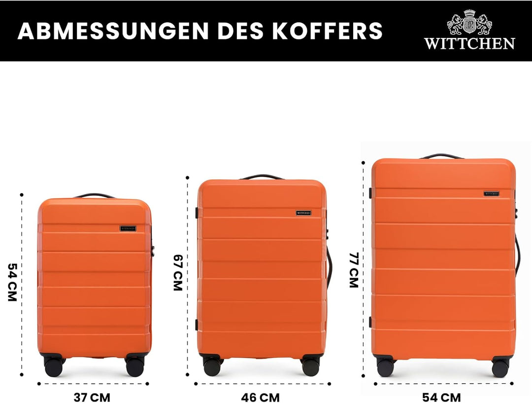 WITTCHEN COMODO Line Koffer Handgepäck Gepäck-Set aus ABS Teleskopgriff TSA Schloss 4 Doppelräder Or