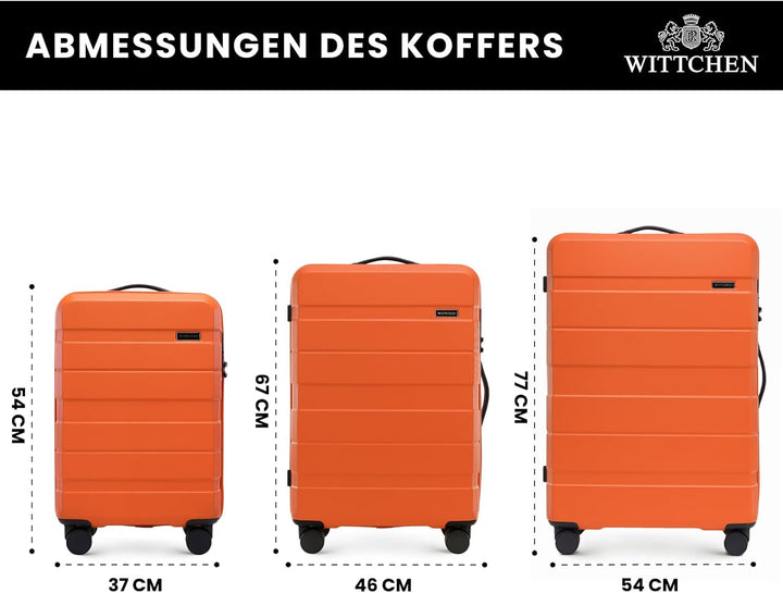 WITTCHEN COMODO Line Koffer Handgepäck Gepäck-Set aus ABS Teleskopgriff TSA Schloss 4 Doppelräder Or