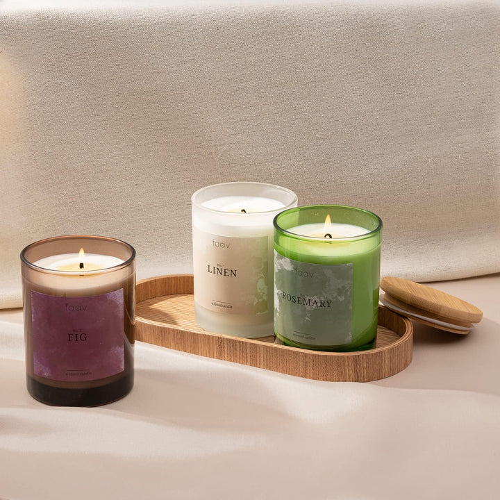 faav Schmuckkerze Rosmarin – Duftkerze inkl. Schmucküberraschung – Kette-Ohrringe-Armband – 45h Bren