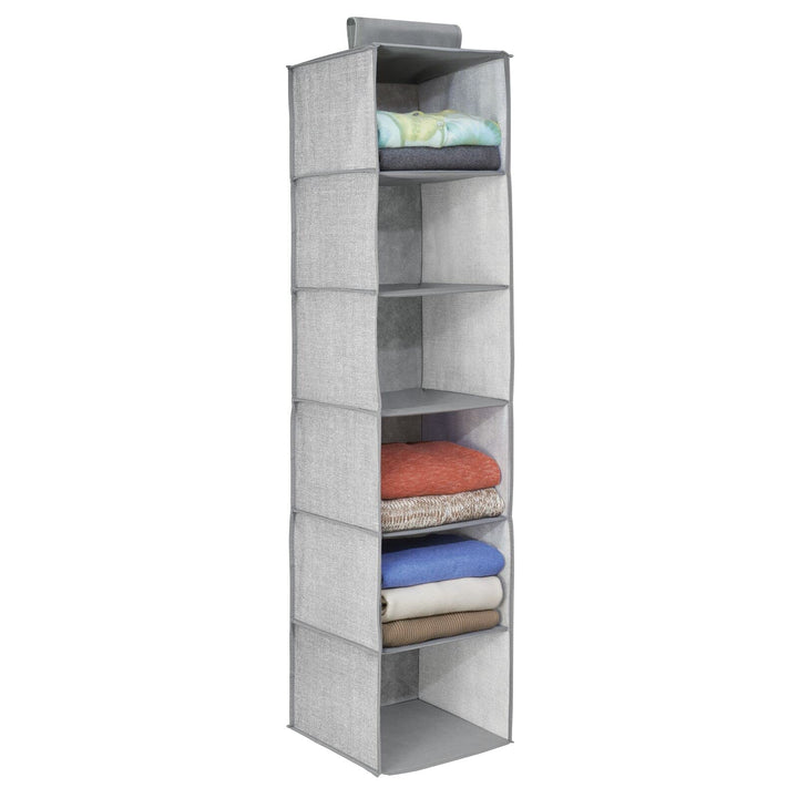 mDesign hängender Stoffschrank - der ideale Hängeschrank aus Stoff mit 6 Regalen - perfekte Hängeauf