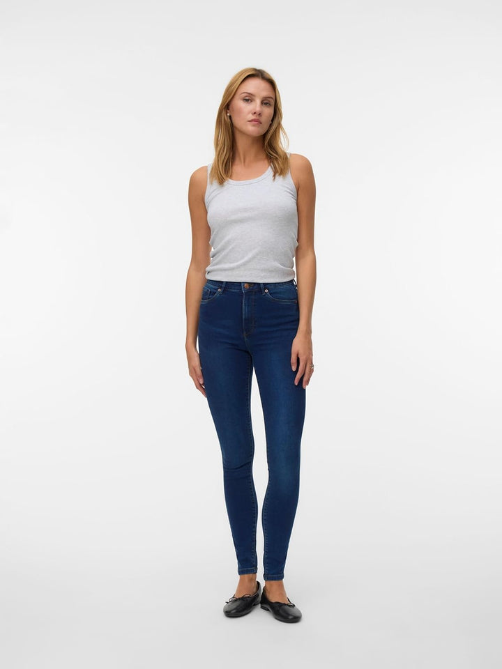 VERO MODA Female Skinny Jeans VMSOPHIA Hohe Taille Slim Fit Jeans XS / 34L Dark Blue Denim, XS / 34L
