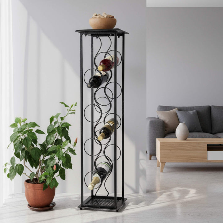DanDiBo Weinregal Metall Schwarz Stehend Flaschenregal 100 cm Oktave Modern Wine Rack Weinständer We