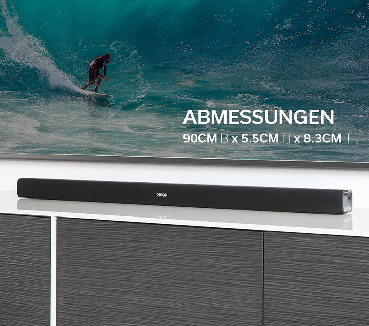 Denon DHT-S316 2.1 Flache TV Soundbar mit kabellosem Subwoofer, Bluetooth, HDMI ARC, Dolby Digital,