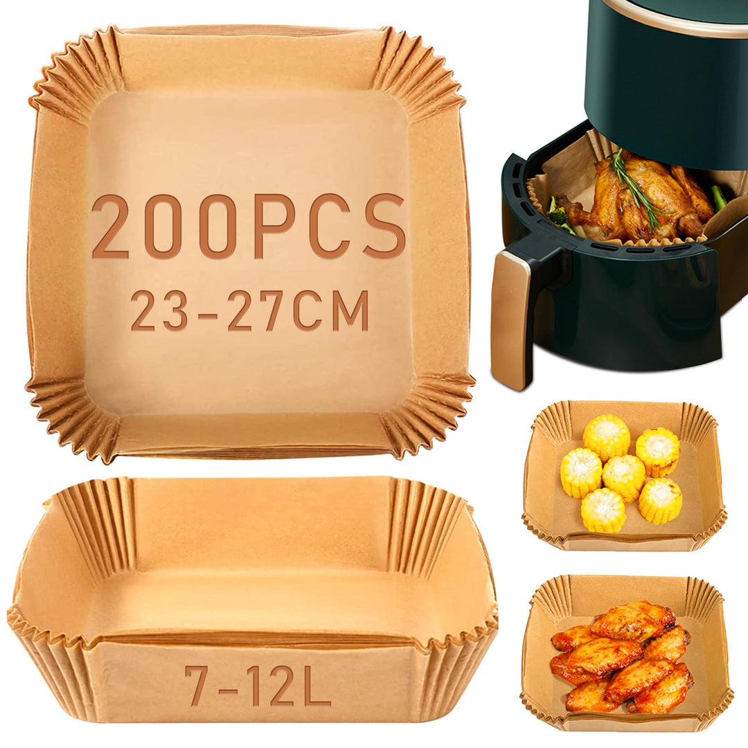 Backpapier für Heissluftfritteuse, 23-27cm 200 Stück Backpapier Airfryer Antihaft-Einweg Pergamentpa