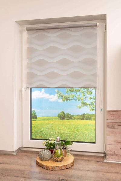 K-home Klemmfix Doppelrollo "Welle" ohne Bohren - Grau 40 cm x 200 cm (B x L) 40 x 200 cm Grau, 40 x