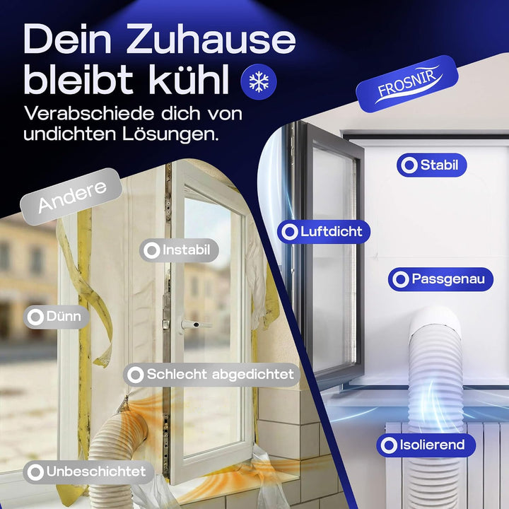 Fensterabdichtung mobile Klimaanlage - Abluftschlauch Fenster (S3) | HeatProtect Material, Insekteng