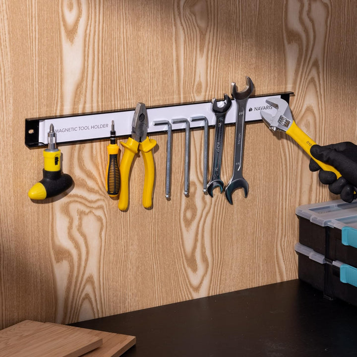 Navaris 2x Werkzeug Magnetleiste 45,7cm lang - Werkzeughalter Magnetband Wand Leiste Magnethalter -