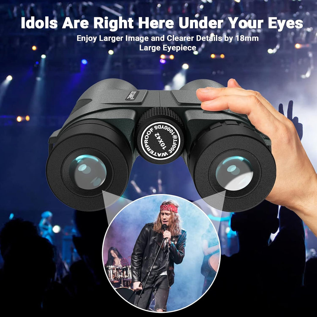 USCAMEL Fernglas Testsieger, 10x42 Wasserdicht Metallische Spiegelkörper Grüner Film Hohe Binoculars