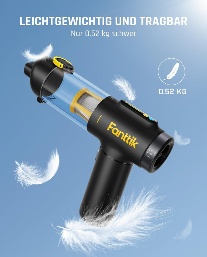 Fanttik Slim V10 Mix Kabelloser Auto-Staubsauger, 4-in-1 Handstaubgebläse, Smart-LED-Farbdisplay, 16