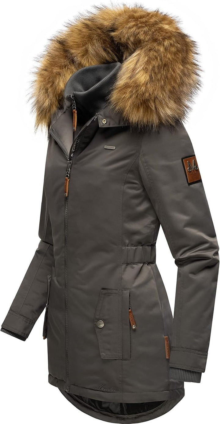 MARIKOO Damen Warmer Winterparka mit Kapuze Sanakoo XS-XXL S Anthracite, S Anthracite