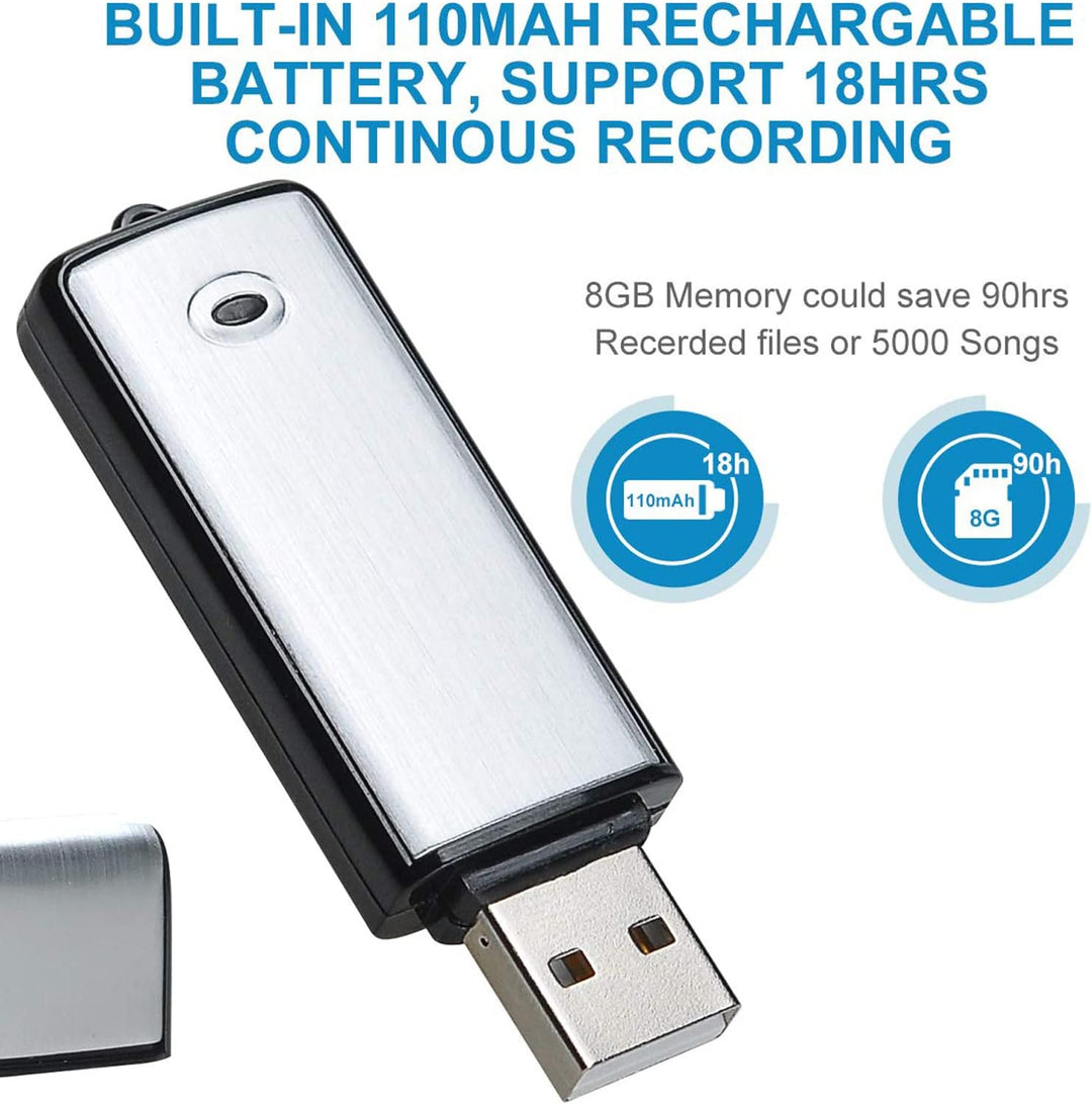Lychee Digitales Diktiergerät Aufnahmegerät Mini Sprachrekorder 8GB - 90 Stunden Wiederaufladbare Tr