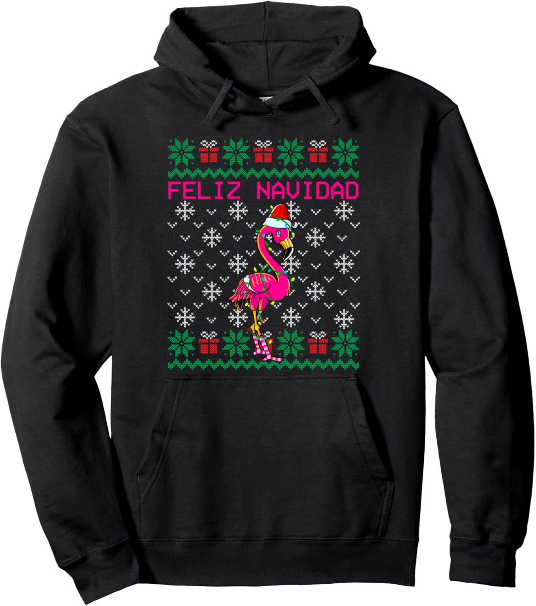 Flamingo Hässlicher Weihnachtspullover Feliz Navidad Pullover Hoodie