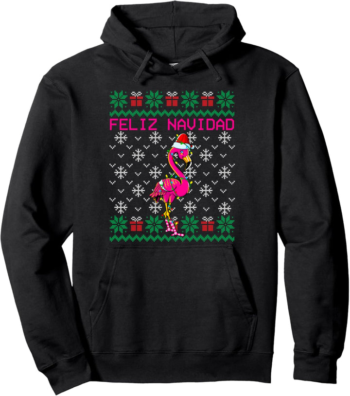 Flamingo Hässlicher Weihnachtspullover Feliz Navidad Pullover Hoodie