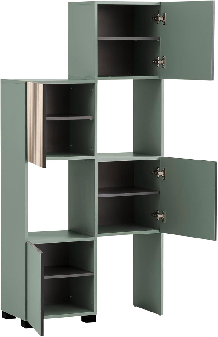 Schildmeyer Alexa Schieberegal 701942, Pistazie/Akustikpaneel Dekor, 42-70 x 33,1 x 165,1 cm, Pistaz